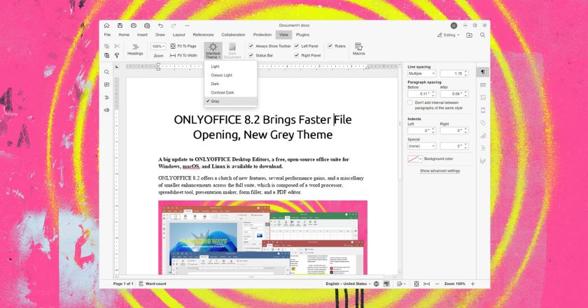 ONLYOFFICE 8.2: new 'Grey' theme