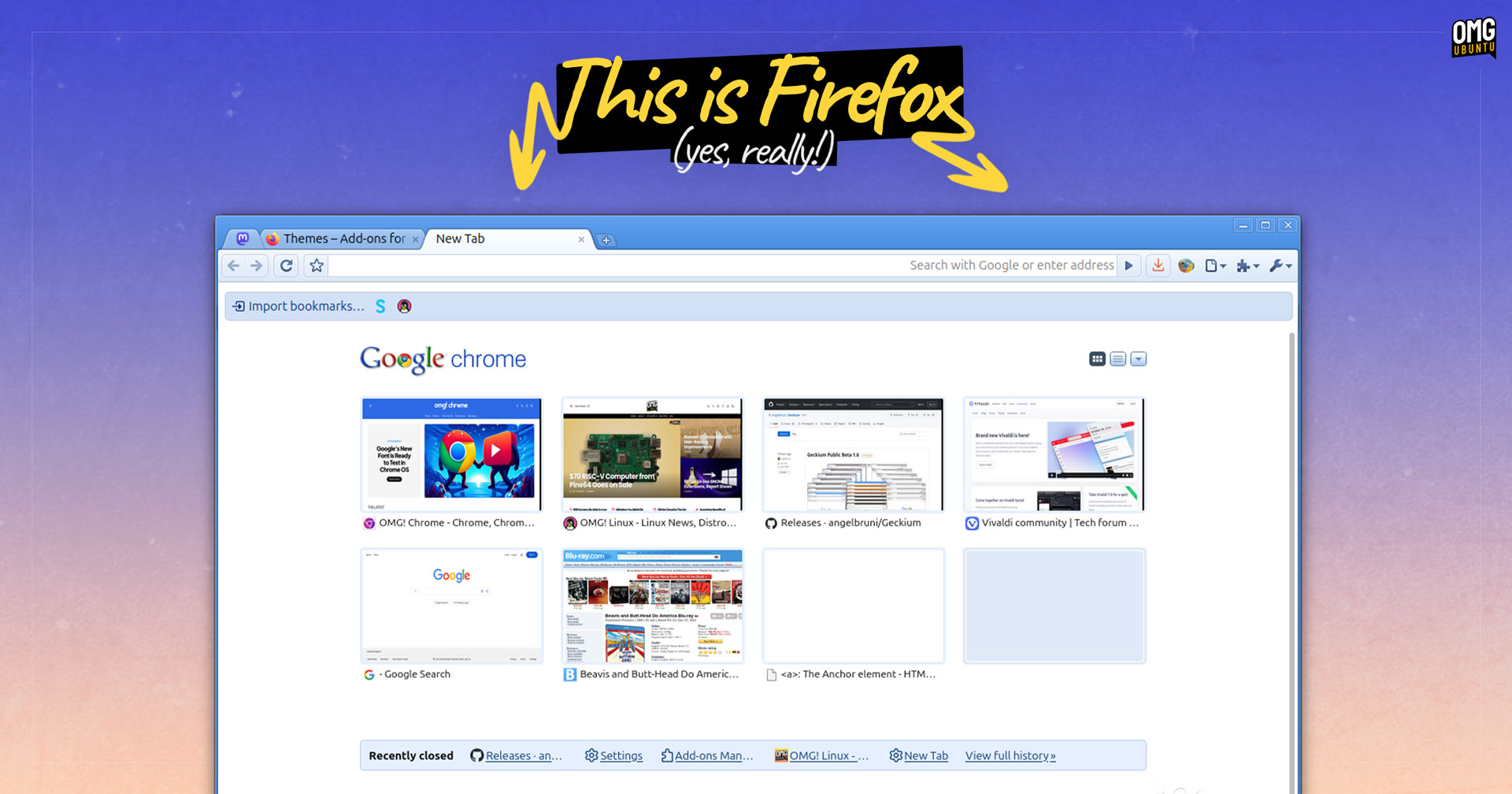 Geckium Chrome theme for Mozilla Firefox