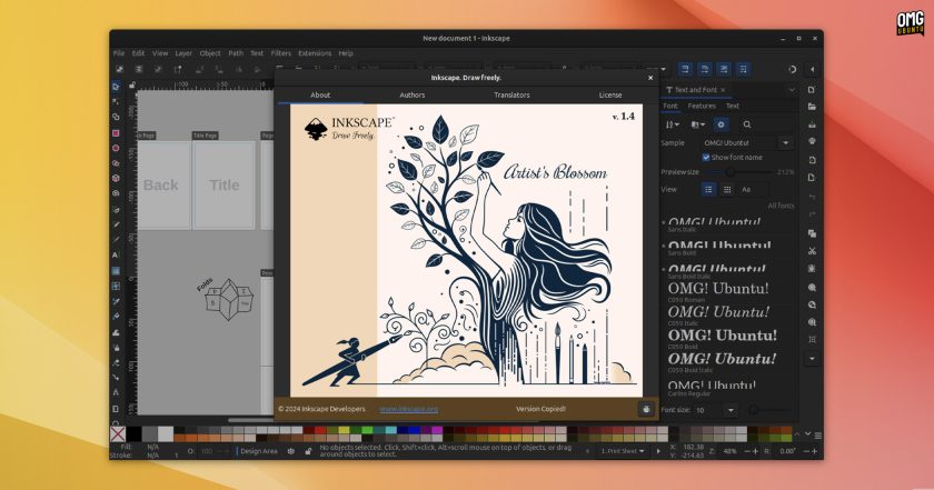 Inkscape 1.4 about screen