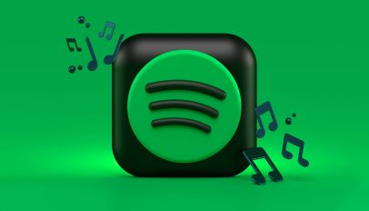 Spotify logo with muscle notes around it.