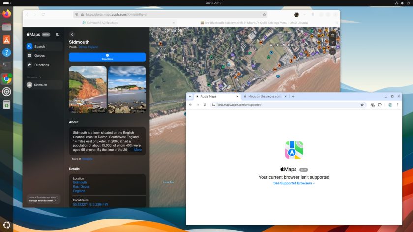Apple Maps for Web on Linux isn't supported