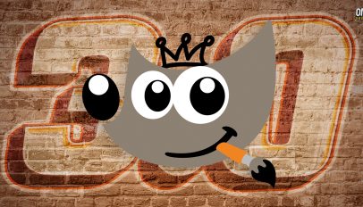 GIMP logo in front of the numbers 3.0