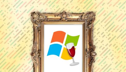 Wine project logo in an orange picture frame on a yellow background.
