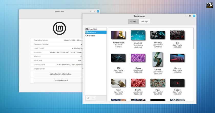 Backgrounds in Linux Mint 22.1: less quantity, more quality