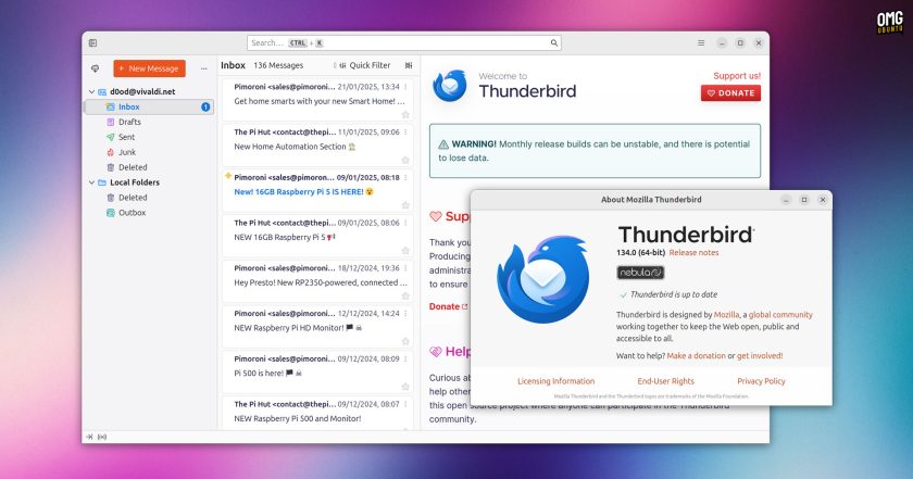 Thunderbird 134 in Ubuntu 24.04 LTS