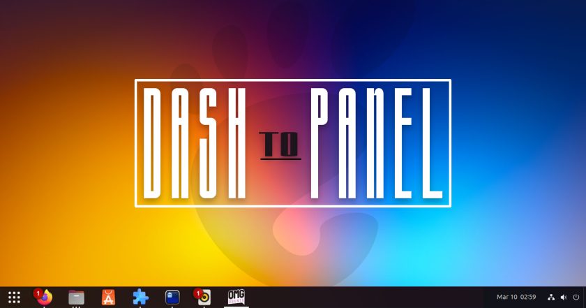 White text reads "Dash to Panel" in a box.