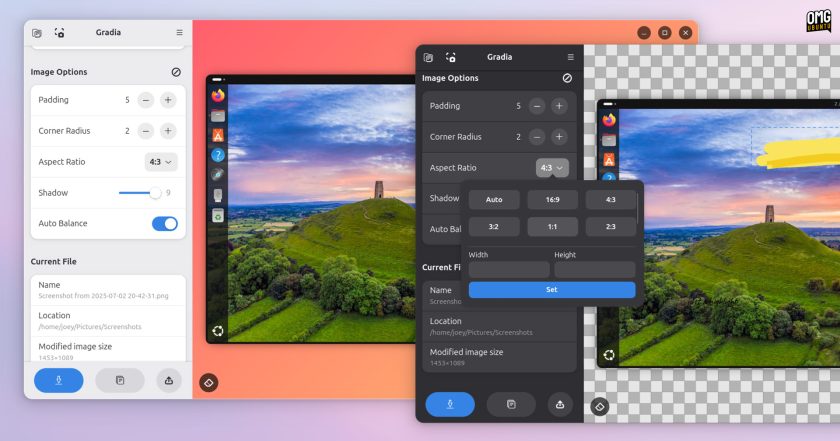 Back: new 'auto balance' option; Front: new aspect ratio picker