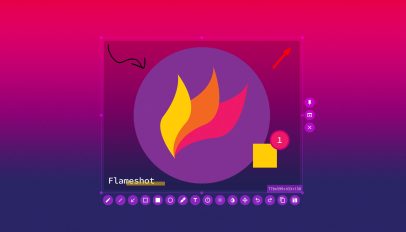 Flameshot app logo and various markup around it.