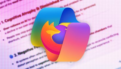 Firefox logo wrapped inside of the Copilot AI logo.