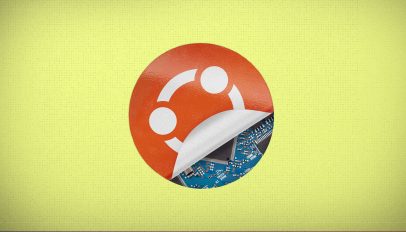 Ubuntu logo stick peels back to show circuitry underneath.