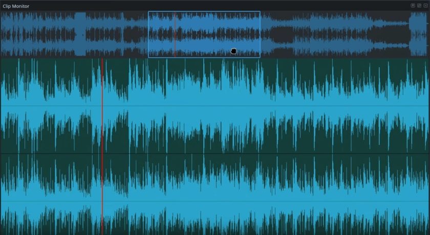Audio waveform clip monitor screenshot in kdenlive.