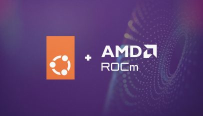 Ubuntu and AMD ROCm logos side by side.