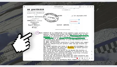 A screenshot of the GNOME Papers app showing a PDF document being annotated with freehand ink drawings and added text boxes.