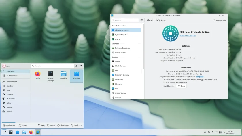 KDE Plasma 6.6 desktop.