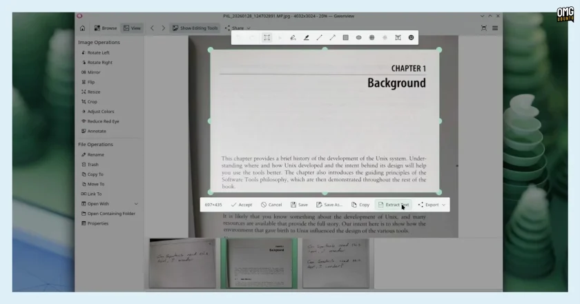 OCR text extraction in KDE Plasma 6.6.