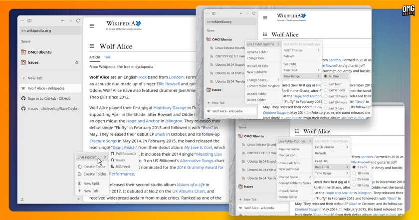 Live folders in the Zen web browsers.