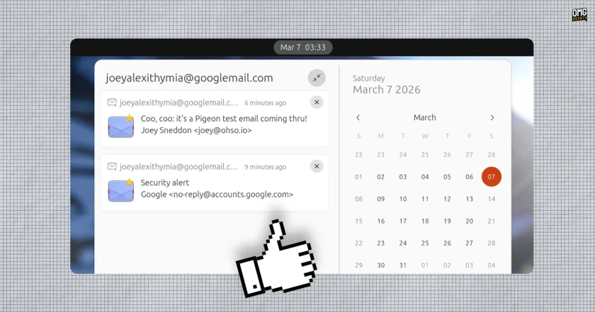 New email notifications in GNOME Shell.