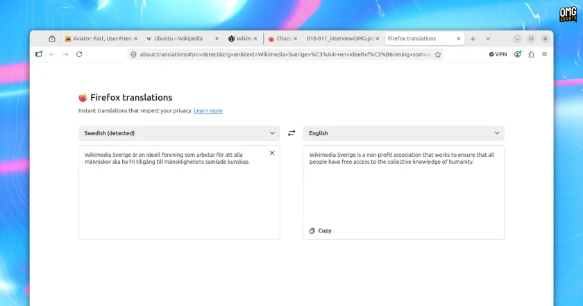 Translations in Firefox 150.