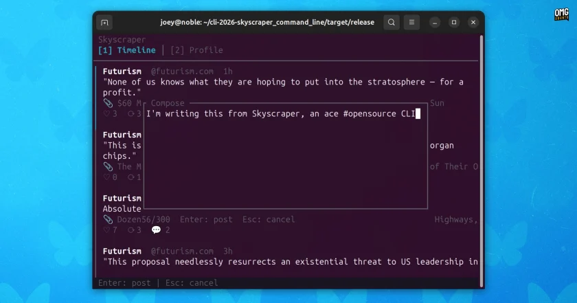 Posting to Bluesky from the command line in an Ubuntu terminal.