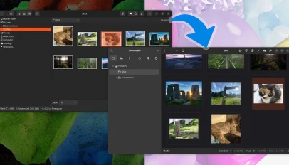 gThumb comparison showing GTK3 interface and GTK4 interface.