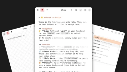 Whisp scratchpad showing notes, backgrounds and data picker.