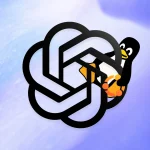 ChatGPT logo with Linux mascot tux behind it holding the Ubuntu logo