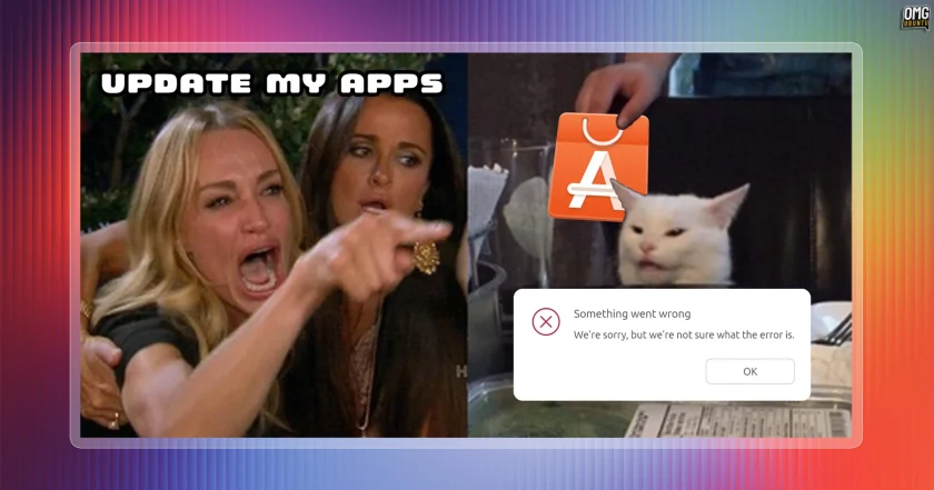 Woman yelling at cat meme with Snap Store something went wrong dialog