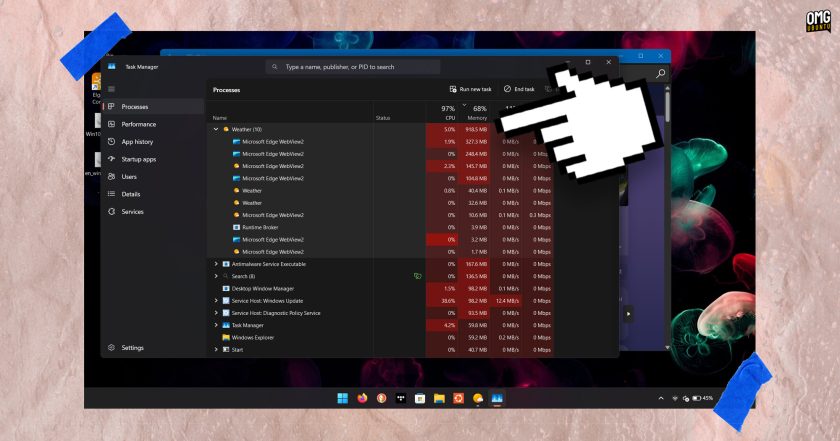 Weather app on Windows 11 using 918MB of RAM
