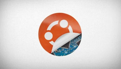 Ubuntu logo peels back to reveal hardware underneath