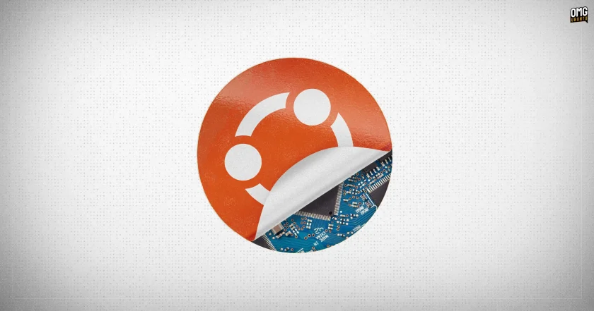 Ubuntu logo peels back to reveal hardware underneath