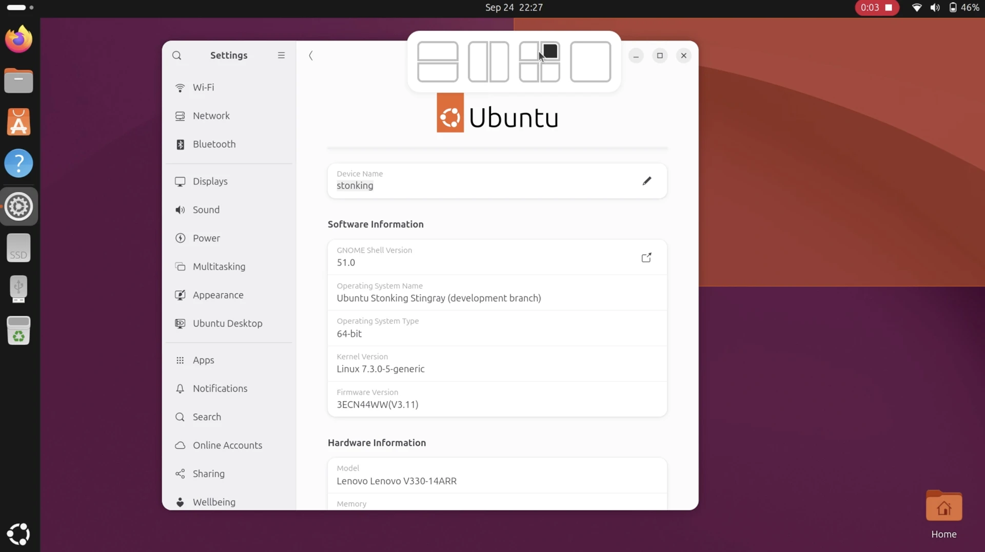 Ubuntu 26.10 adds a Windows-style window snapping layout picker