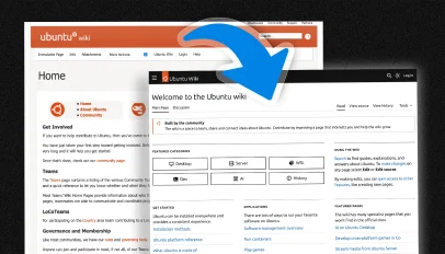 Ubuntu wiki old design and new design