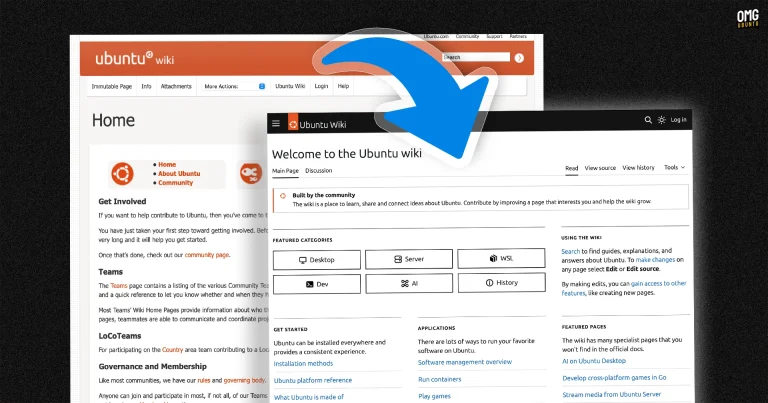 Ubuntu wiki old design and new design