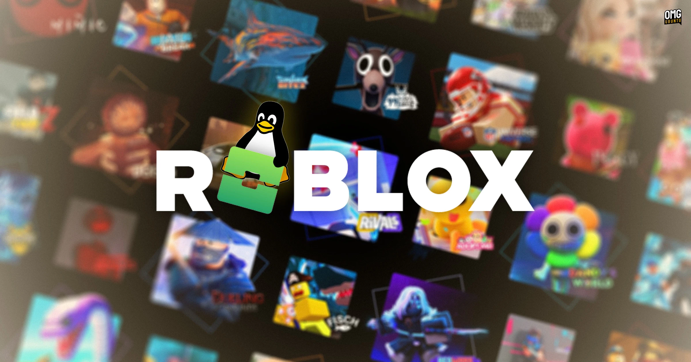 Tux the Linux penguin holding the Sober logo in place of the O in the Roblox logo.