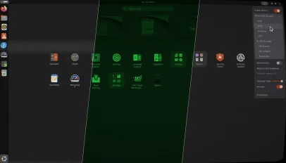 Three Shader Effects in a split screen arrangement.