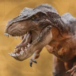 A t-rex with Ubuntu logo behind it.